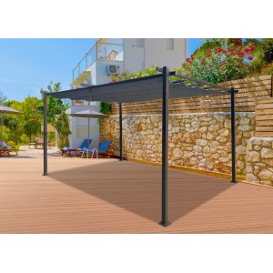 Anthrazitfarbener Jet-Line Gartenpavillon Luxor Light aus Aluminium mit Schiebedach.
