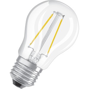 Osram LED-Leuchtmittel E27 Tropfenform, 1,5W, 136lm, 7,7x4,5cm. Klares Glas mit Glühfaden.