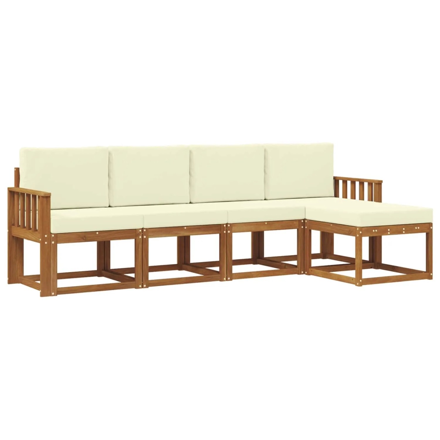 vidaXL Outdoor-Sofagarnitur 5 Stk Natur und Creme Massivholz Akazie 3366248