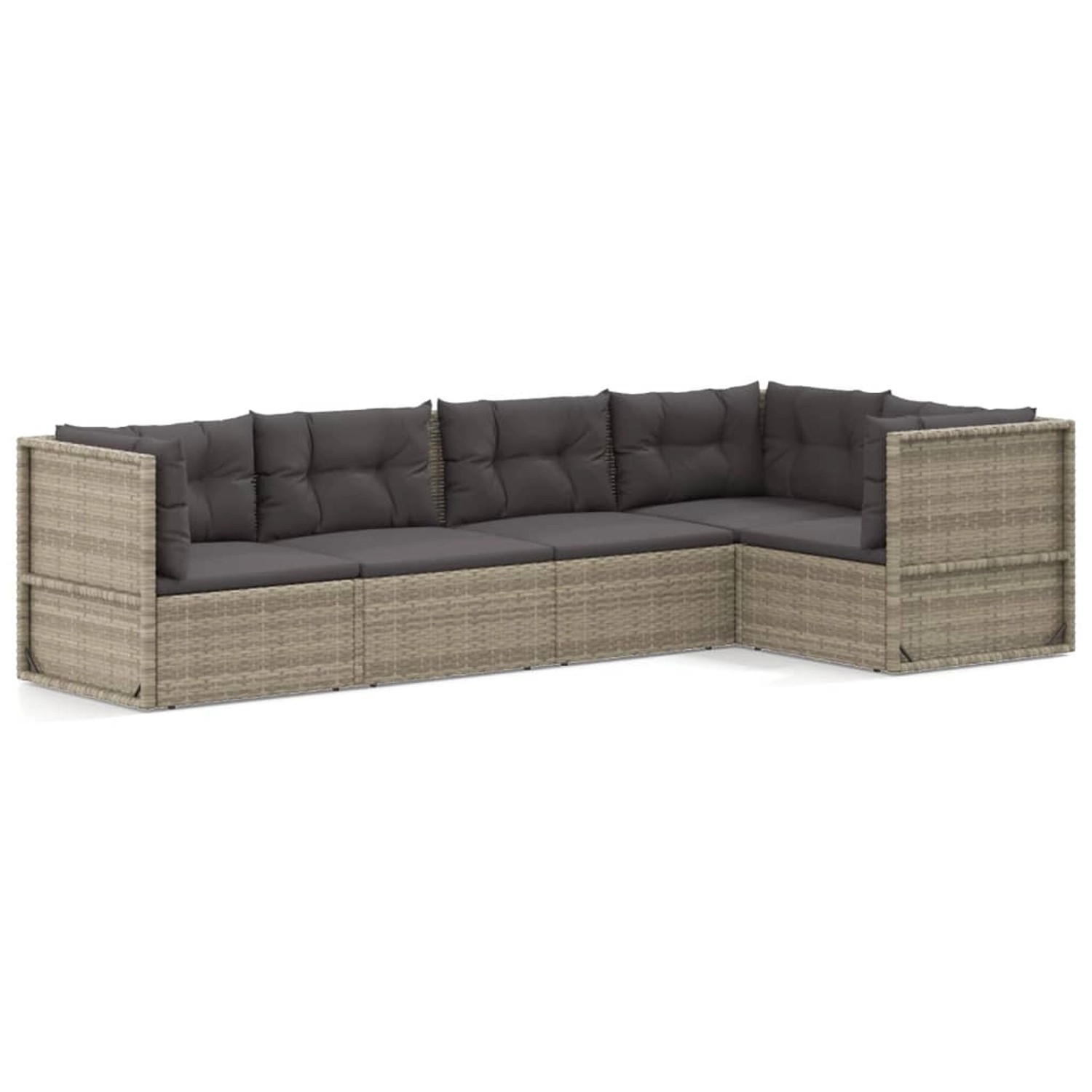 vidaXL 5-tlg Garten-Lounge-Set mit Kissen Grau Poly Rattan Modell 29 günstig online kaufen