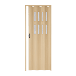 Forte Premium Falttür Luciana in Braun mit Fenstern, Kunststofftür für Innenräume.