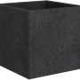 Quadratischer, anthrazitfarbener Scheurich Pflanzkübel C-Cube 240 mit Betonstruktur, 28,5x28,5 cm.