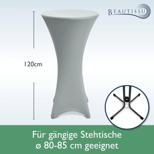 Beautissu Stella Stehtischhusse Ø 80cm Silber 2tlg