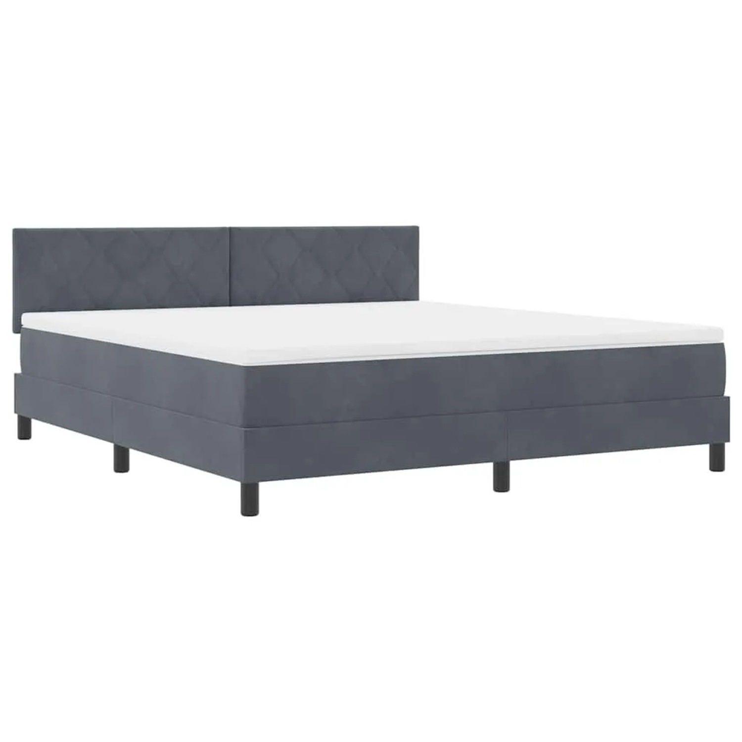 vidaXL LED Boxspringbett mit Matratze Dunkelgrau 180 x 200 cm Samt 3342735