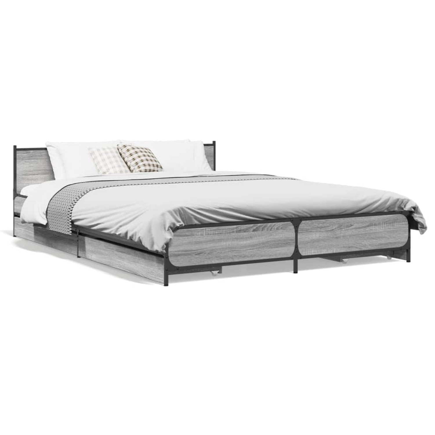 vidaXL Bettgestell mit Schubladen Grau Sonoma 150x200 cm Holzwerkstoff 3279 günstig online kaufen