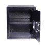 Offener, schwarzer Yale Tresor Value Safe L (40 l) mit digitalem Schloss und Fachboden.