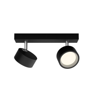 Philips Bracia LED-Spotleuchte, 2-flammig, schwarz. Verstellbare Strahlerköpfe für warmweißes Licht. Modernes Design.