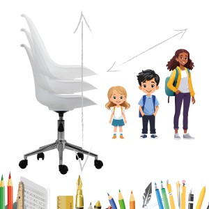 Weißer Svita Eddy Kinderschreibtischstuhl, höhenverstellbarer Drehstuhl für Kinder.