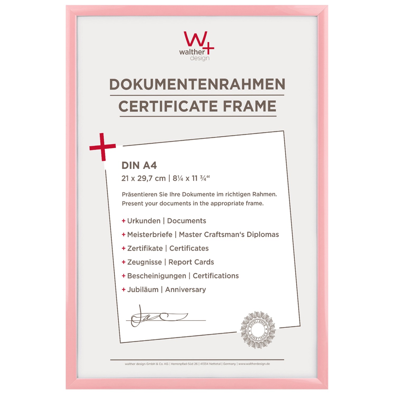 walther design New Lifestyle Kunststoff Bilderrahmen 21x29,7 cm Rosa KV130Q günstig online kaufen