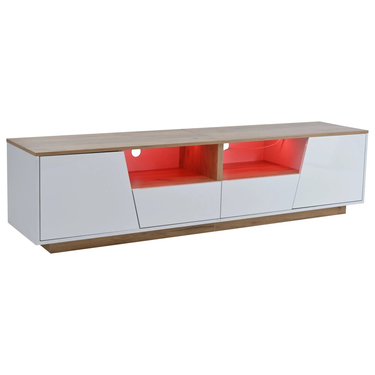 Merax TV Lowboard 180x40x46 cm LED 2 Türen 2 Schubladen Für 75 Zoll TV