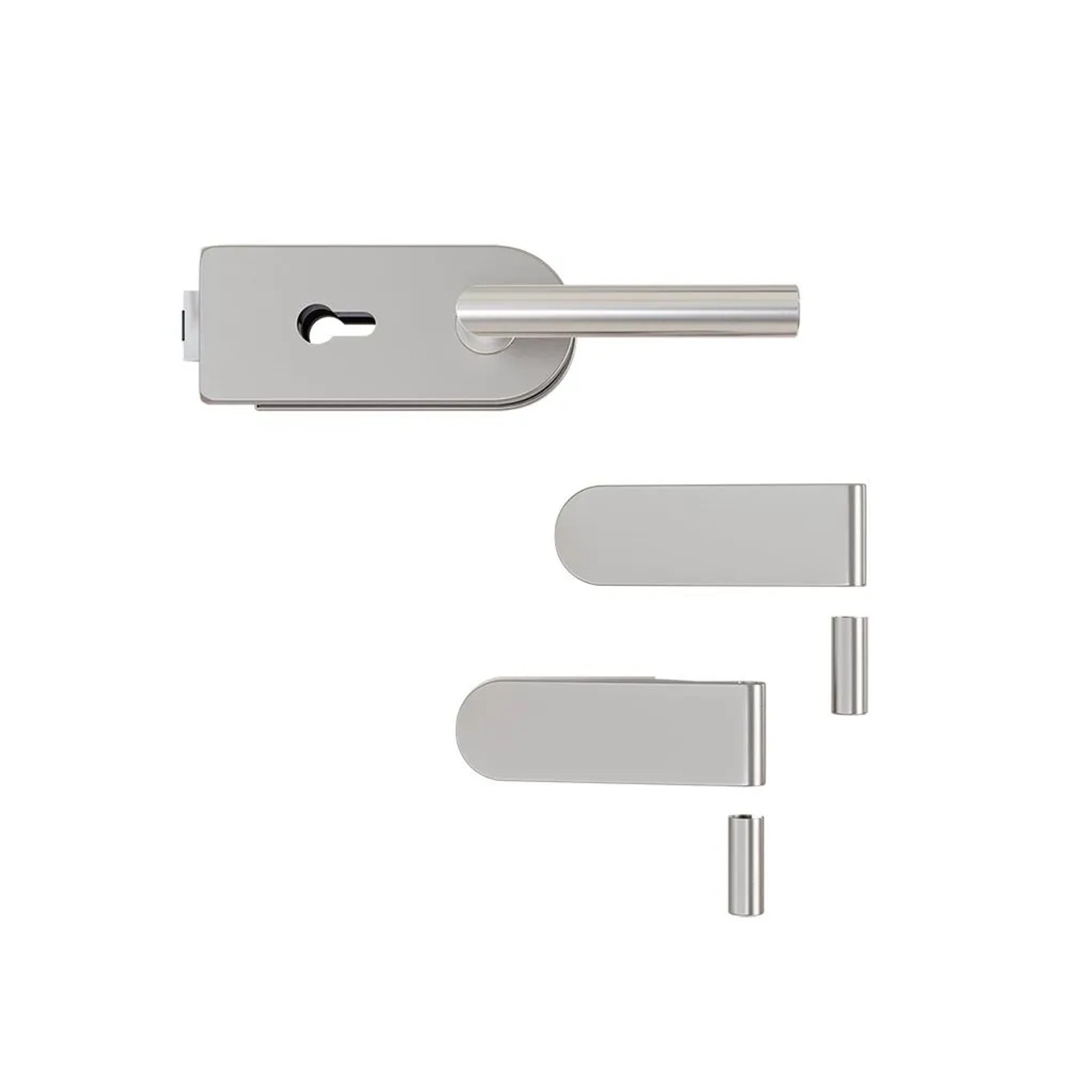 Hansaglas Glastürbeschlag Studio Profilzylinderschloss Gerundet Glastür Beschlag-Set Edelstahl