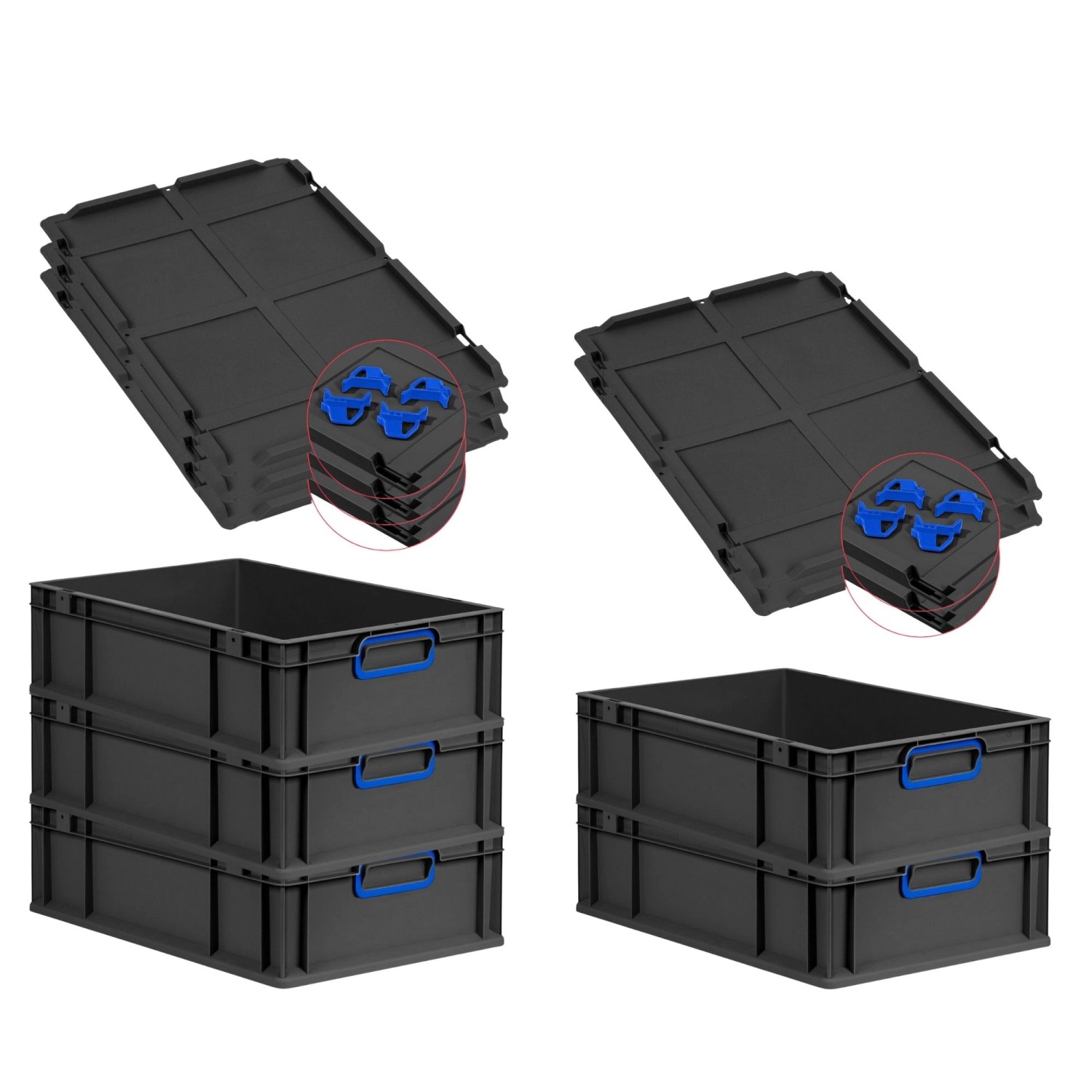 PROREGAL SuperSparSet 5x Eurobox Nextgen Color Mit Auflagedeckel HxBxT 17x4 günstig online kaufen