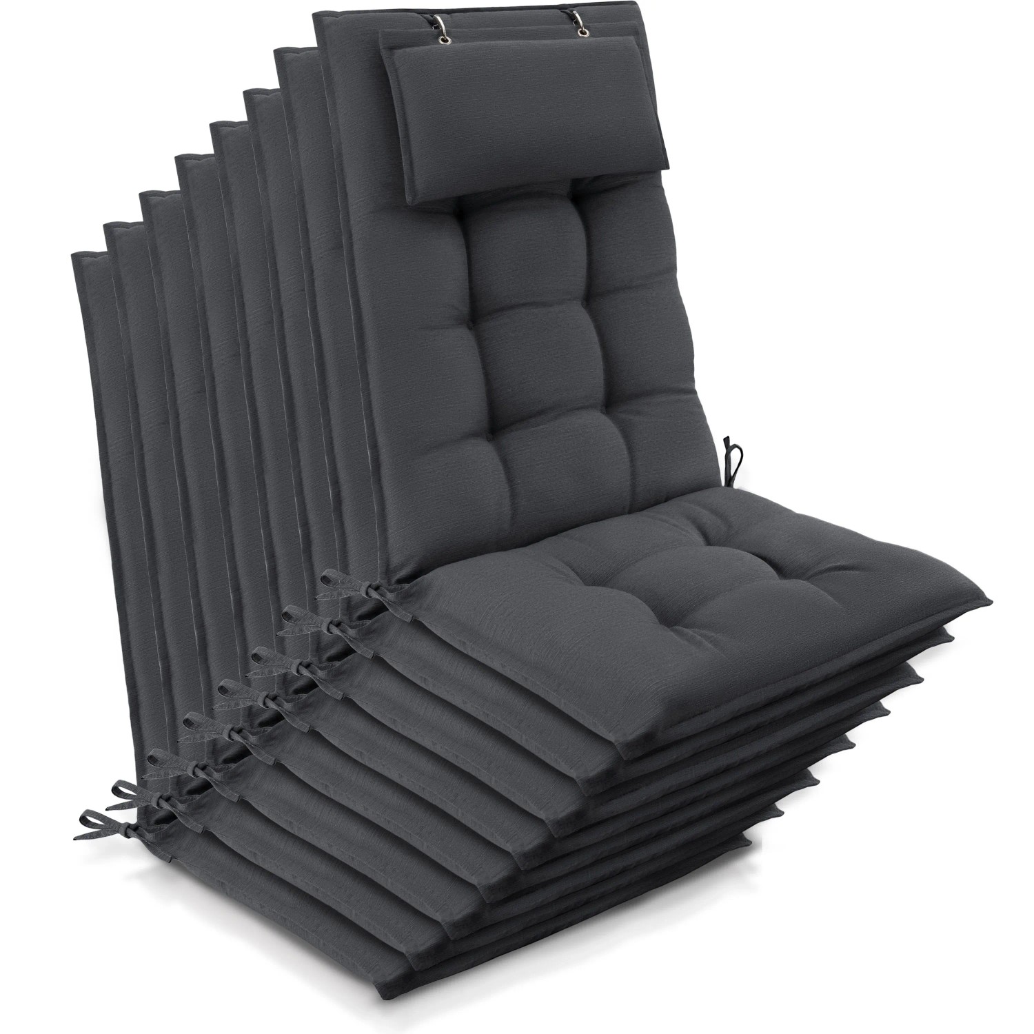 Beautissu 8er Set Sun-HL Hochlehner Auflage 120x50x8cm Anthrazit