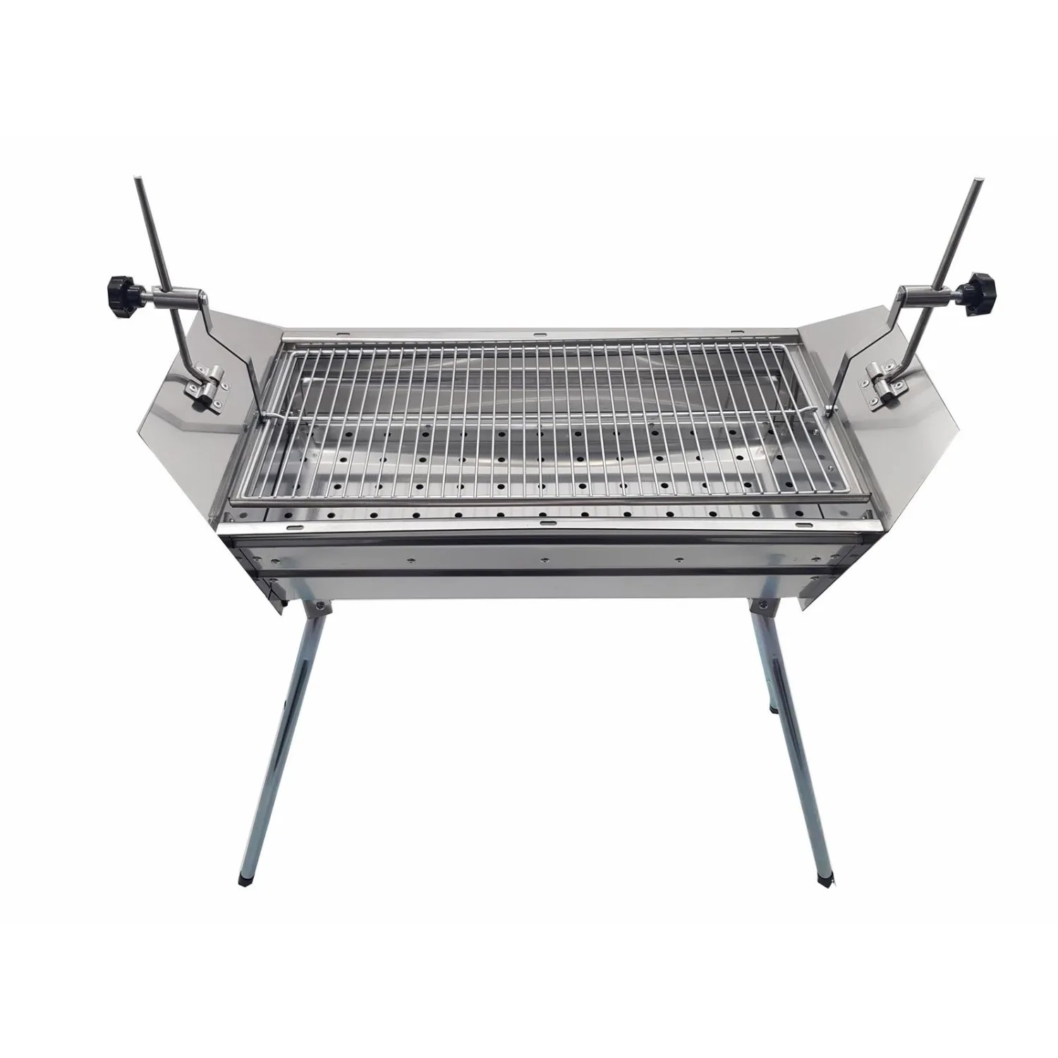 Edelstahl Schaschlikgrill mit verstellbarer Grillhöhe für perfekte Grillergebnisse.