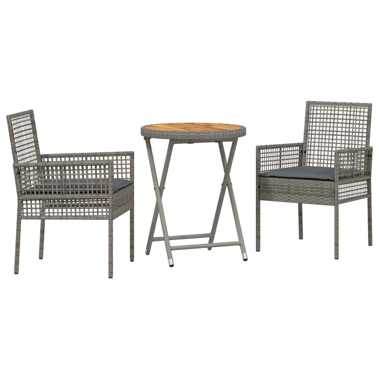 vidaXL Garten Bistro Set 3-Tlg Grau Poly Rattan 3334968