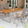 5-teiliges Gartenmöbel-Set Naxos in Grau mit Klappsesseln und Ausziehtisch aus Akazienholz.