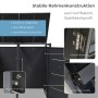 Anthrazitfarbene osoltus Metall Mülltonnenbox: stabile Rahmenkonstruktion, Edelstahlscharniere, Magnetverschluss, verstellbare Füße.