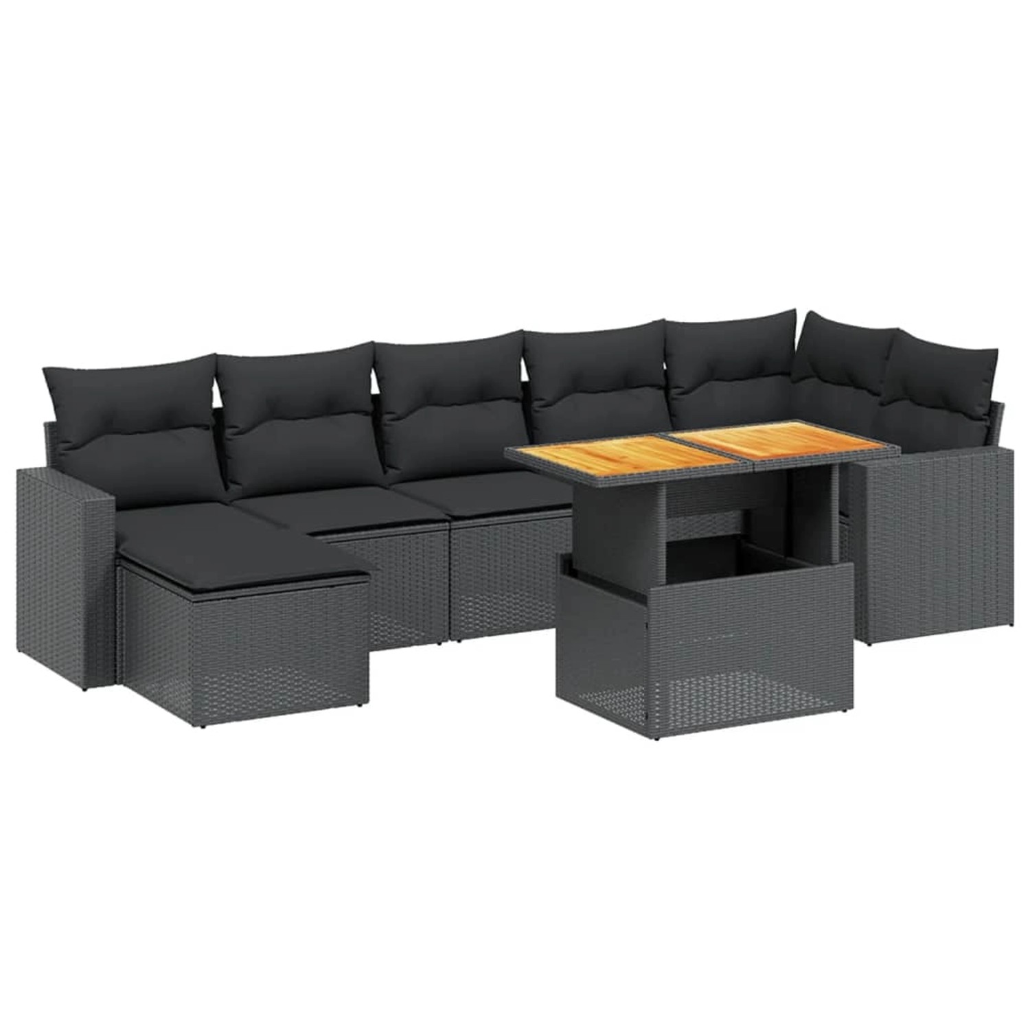 vidaXL 8-tlg Garten-Sofagarnitur mit Kissen Schwarz Poly Rattan Modell 135 günstig online kaufen