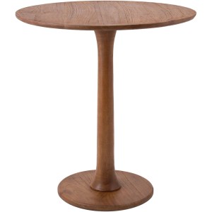 Runder brauner Holz-Beistelltisch Morristown mit zentralem Standfuß. Ideal für Wohnzimmer und Ablage.