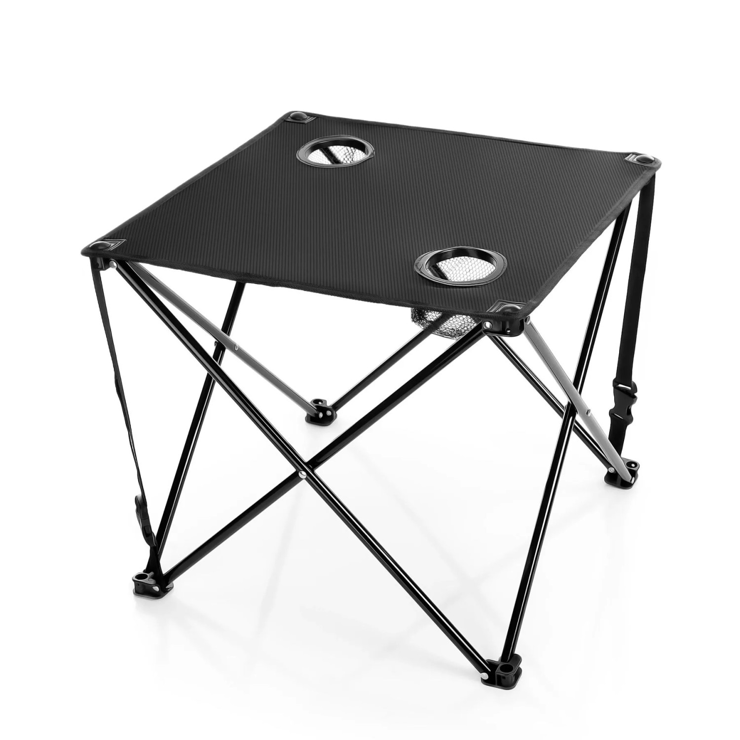 BigDean Campingtisch Faltbar Mit 2 Getränkehaltern Schwarz Belastbar 30 kg