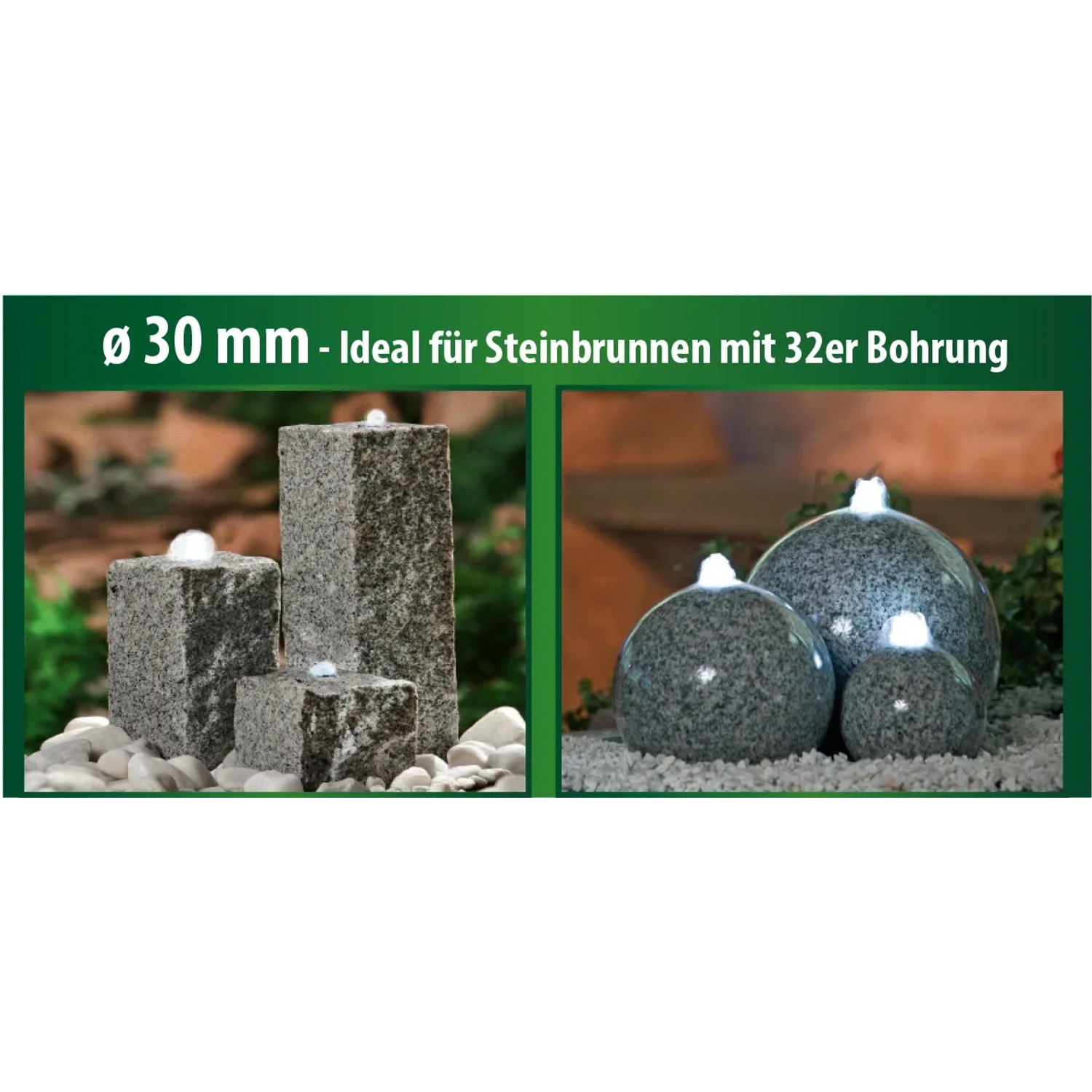 Heissner Aqua Light LED Ring, 9-fach, weiß, für Teichbeleuchtung und Steinbrunnen.