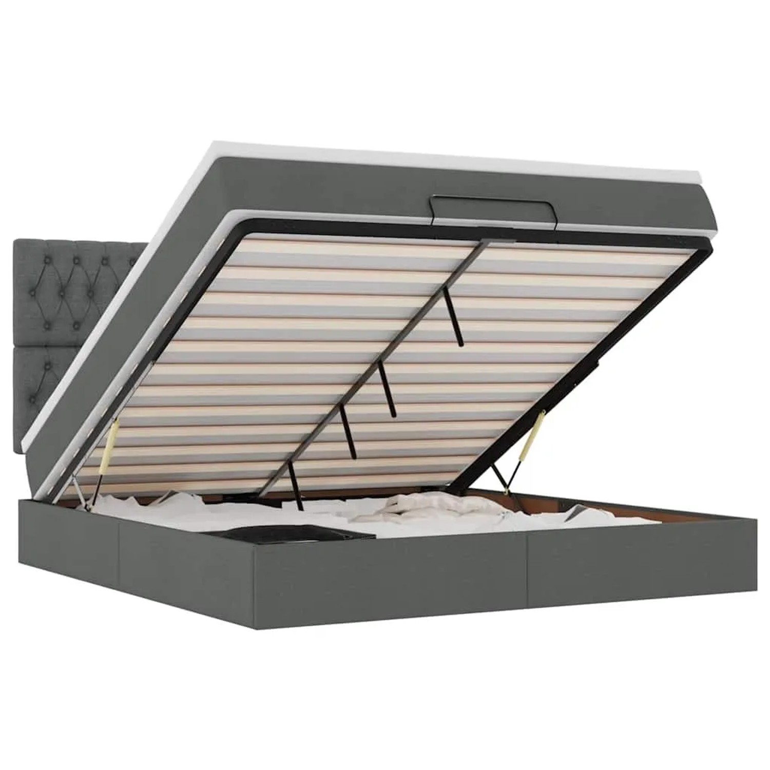 Thumbnail - vidaXL Ottoman-Bett mit Matratze Dunkelgrau 160x200 cm Stoff 3313252