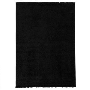 Schwarzer Pergamon Hochflor Teppich Aloha, Langflor, 200x200cm.