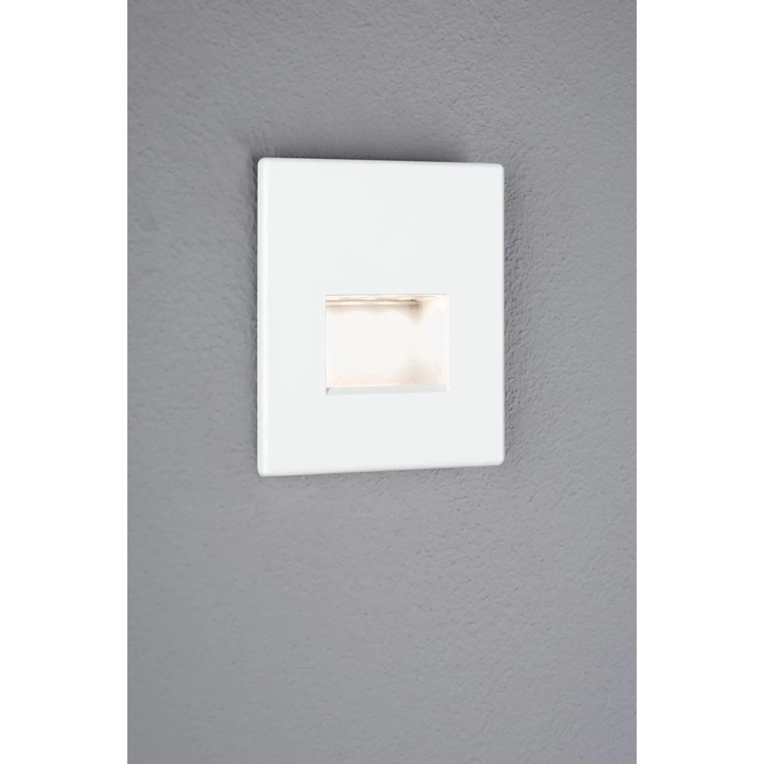 Quadratische Paulmann LED-Wandeinbauleuchte, weiß matt, für Treppen und Flure.