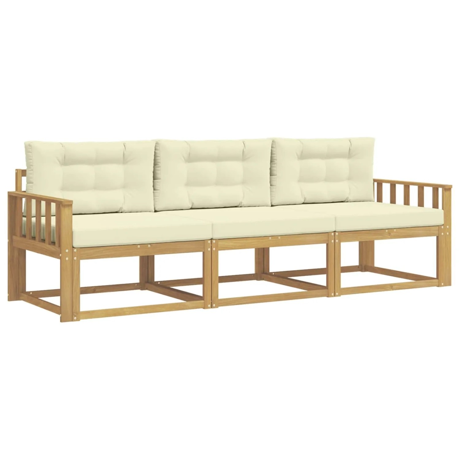 vidaXL Outdoor-Sofagarnitur mit Kissen 3 Stk Weiß und Creme Polyester 3385984