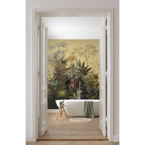 Komar Vliestapete Hernandez (200x250 cm) mit Pflanzenmotiv im Badezimmer.