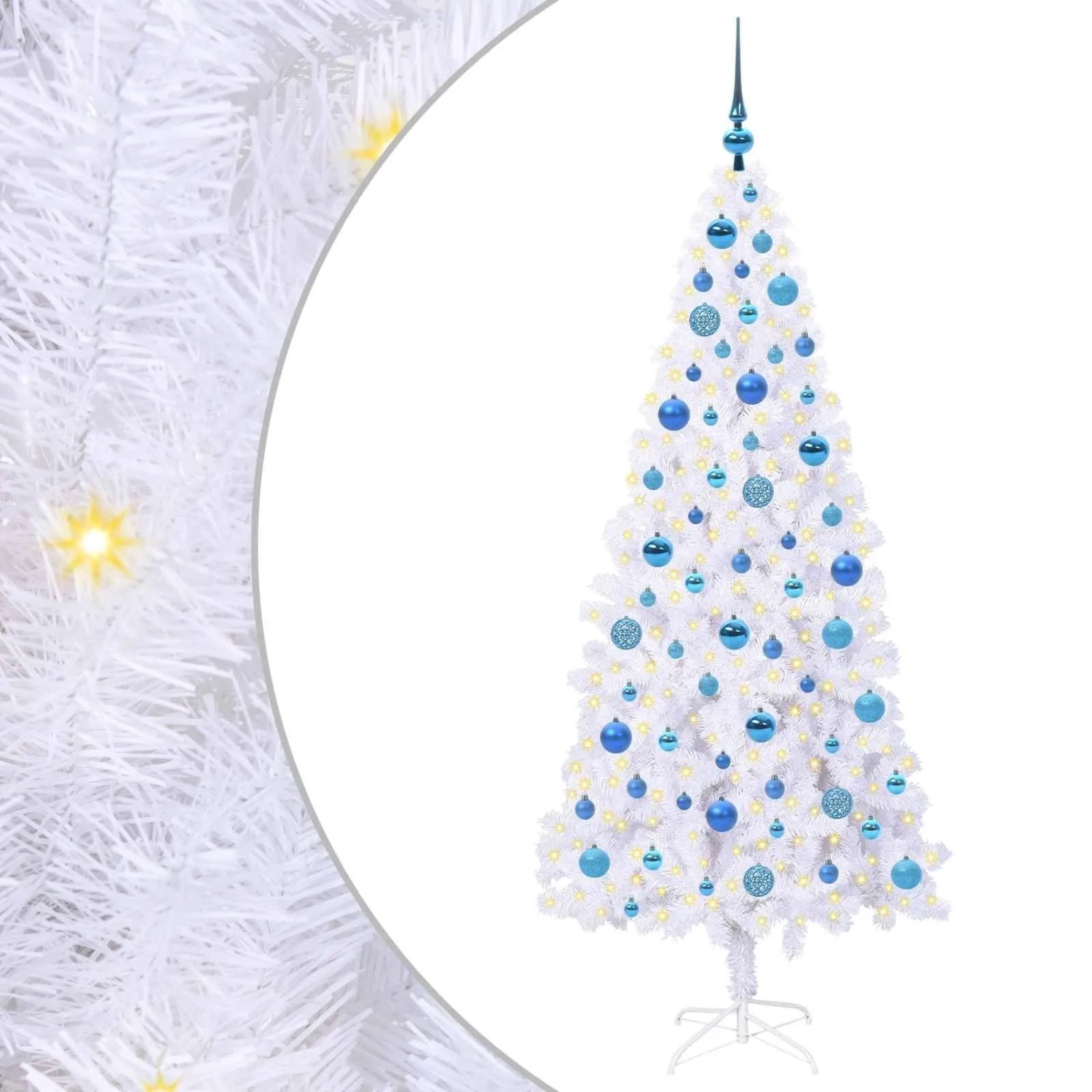 vidaXL Künstlicher Weihnachtsbaum Weiß 180 cm PVC und Stahl 3426664