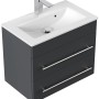 Posseik Badmöbel Portus 600 SlimLine Grafit mit Waschbecken und zwei Schubladen.