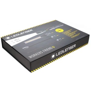 Brainstream LED Lenser 4in1 Lampe mit 4 Lichtaufsätzen in Produktverpackung.