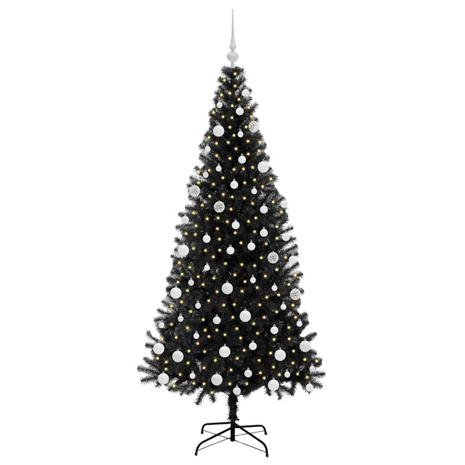 vidaXL Weihnachtsbaum mit 300 LEDs mit Ständer Schwarz 180 cm PVC 3396481
