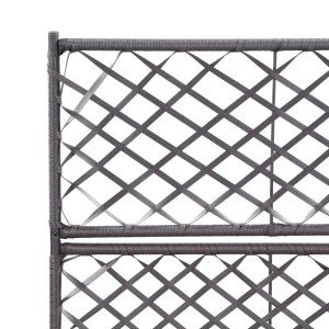 Detailaufnahme Rankgitter des schwarzen furnicato Hochbeets aus Poly Rattan.