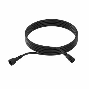 Schwarzes Philips Outdoor-Verlängerungskabel, 5 m, Niedervolt 24V, IP65, für Außenbeleuchtungssysteme.