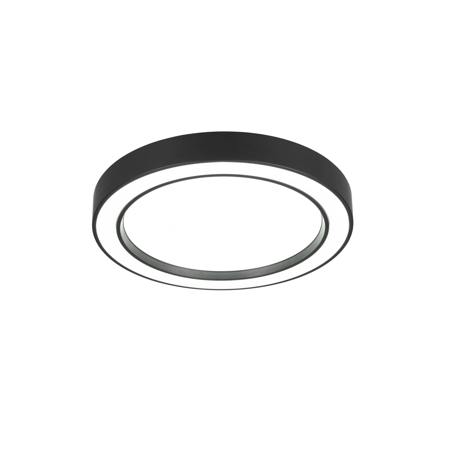 Moderne, runde LED Deckenleuchte Arco in Schwarz Matt, 40x40cm, für Wohnräume.