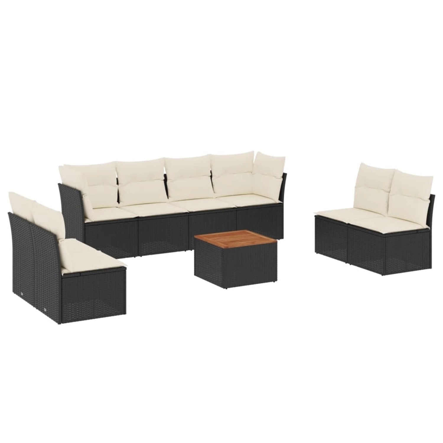 vidaXL 9-Tlg Garten-Sofagarnitur mit Kissen Schwarz Poly Rattan 3255909 günstig online kaufen
