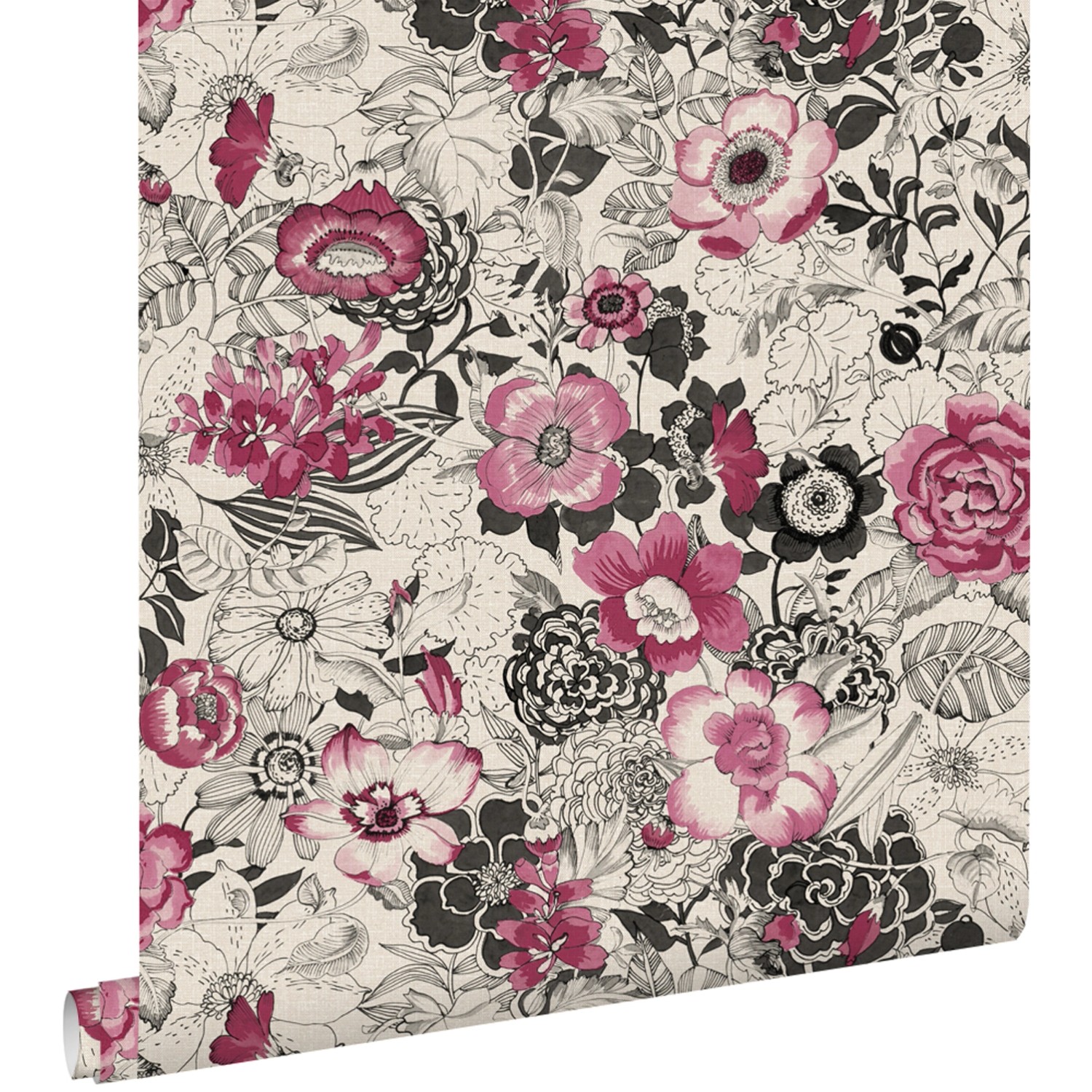 ESTAhome Tapete Blumen Dunkelrot und Beige 53 cm x 10.05 m günstig online kaufen