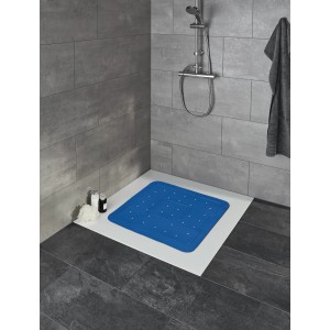 Dunkelblaue BWO Silva Duscheinlage 55x55 cm in moderner Dusche.