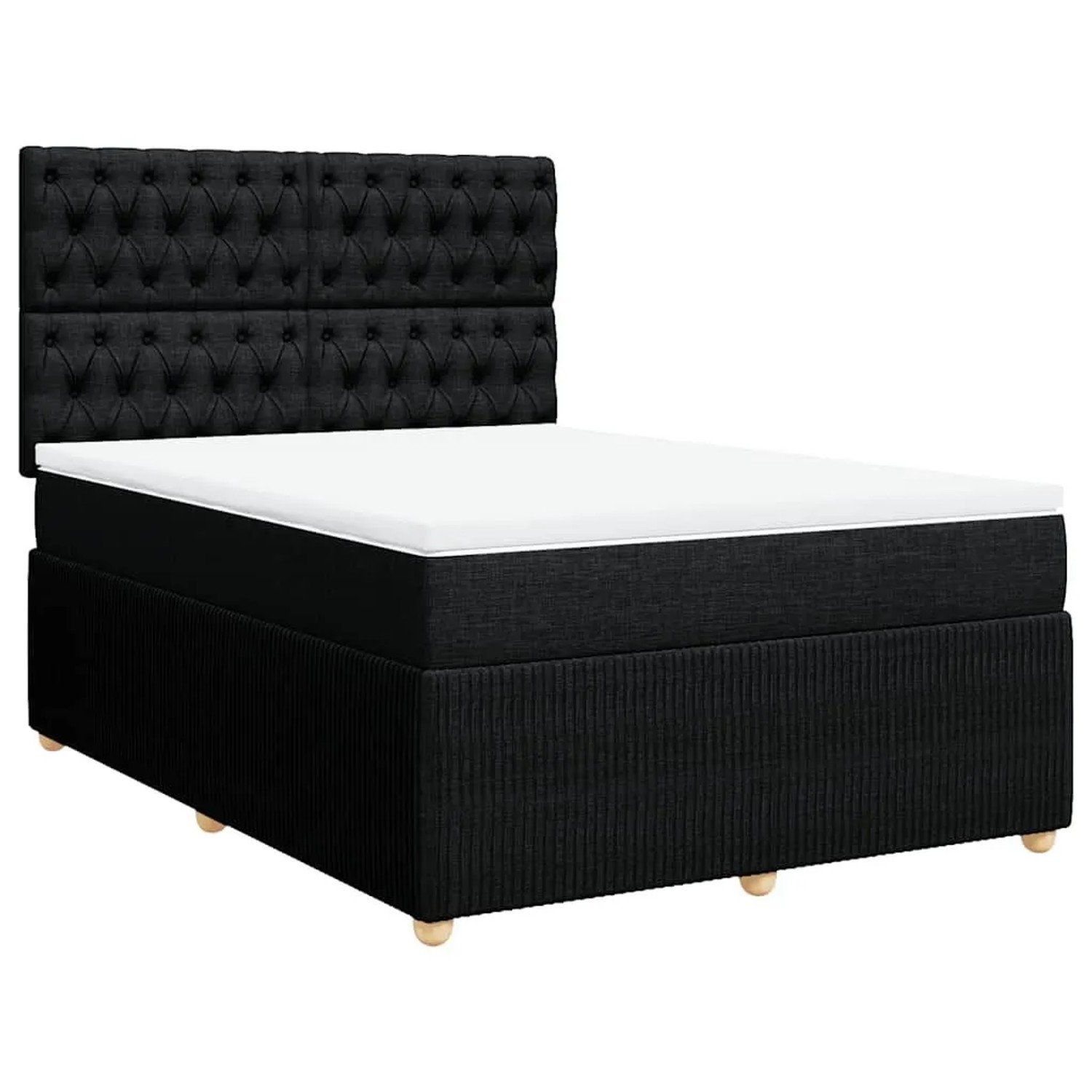 vidaXL Boxspringbett mit Matratze Schwarz 140x190 cm Stoff 3294360 günstig online kaufen