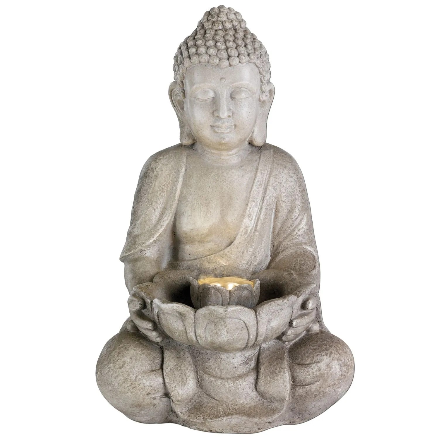 Marelida LED Gartenbrunnen Buddha Sitzende Buddhafigur Zierbrunnen Wasserspiel H  45cm