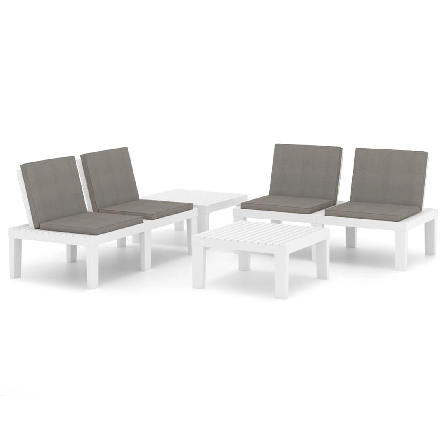 vidaXL 4-Tlg Garten-Lounge-Set mit Auflagen Kunststoff Weiß 3059831