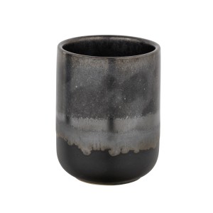 Schöner Wohnen Zahnputzbecher Riolo aus Keramik in Dunkelgrau mit Effektglasur.