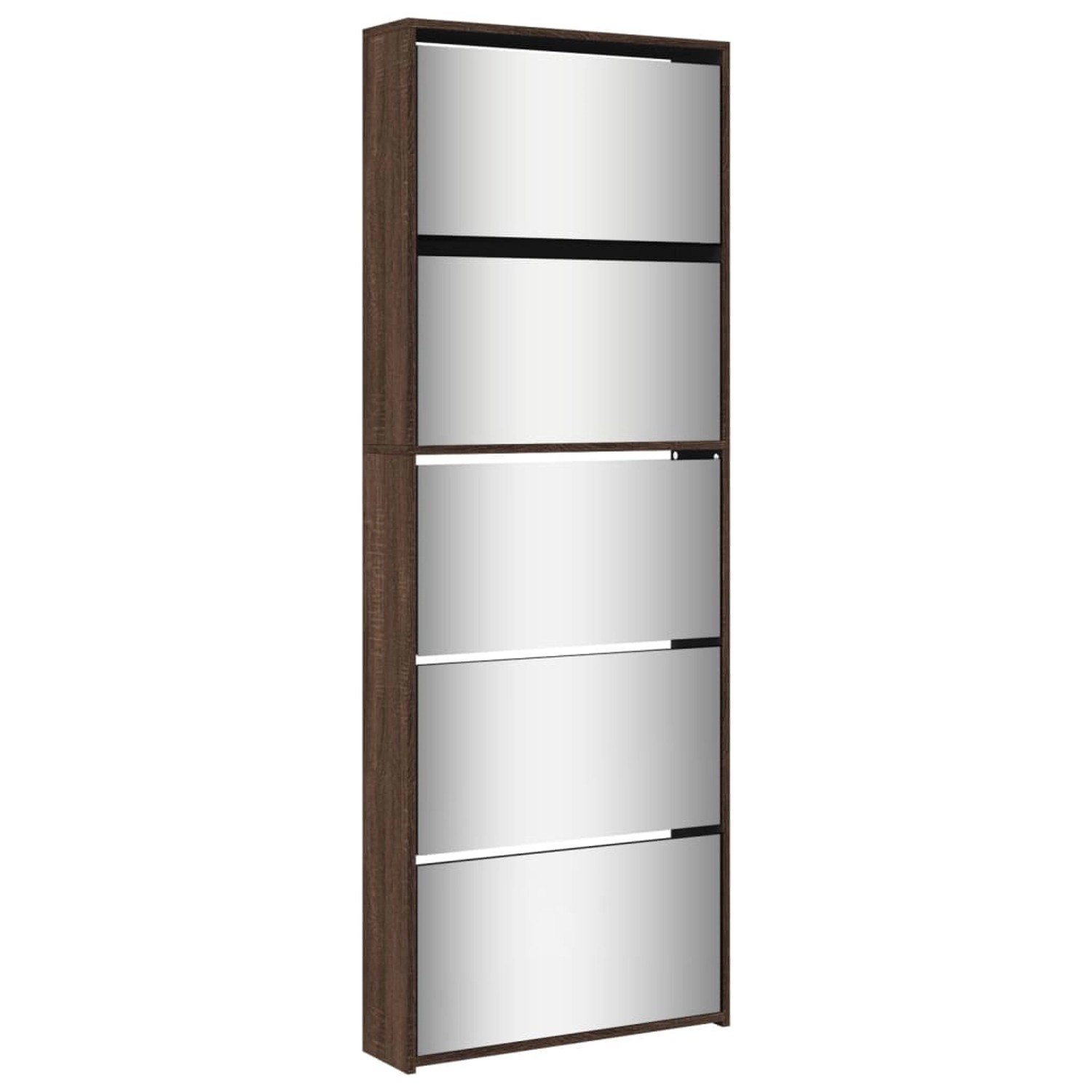 vidaXL Schuhschrank mit Spiegel 5 Fächer Braun Eiche 63x17x169,5 cm 3228285 günstig online kaufen