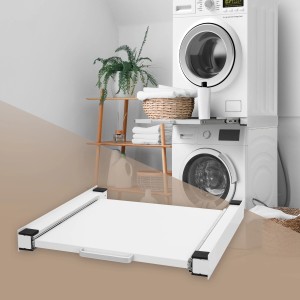 Weißer ML-Design Zwischenbaurahmen mit Ausziehplatte für Waschmaschine, für mehr Komfort.