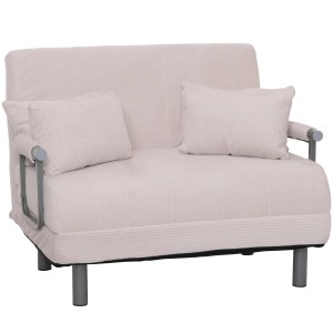 MCW Schlafsessel K29, creme-weiß, Cordstoff, mit Schlaffunktion und Kissen.