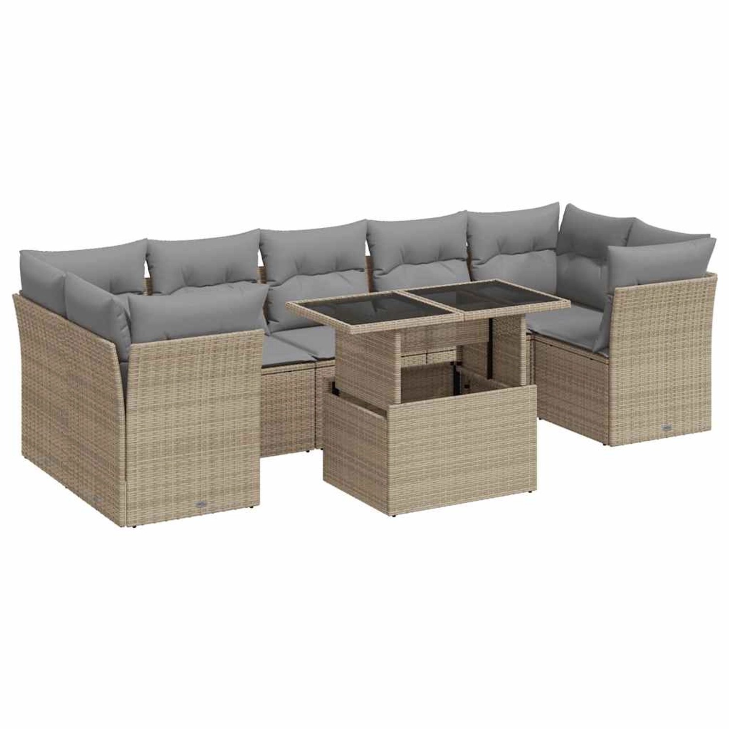 vidaXL 8-Tlg Garten-Sofagarnitur mit Kissen Beige Poly Rattan 3326120 günstig online kaufen
