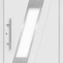 Weiße Aluminium Haustür Moderno M540/P mit Edelstahlgriff und Glaseinsatz links