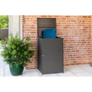 Graue Merxx Mülltonnenbox aus Kunststoffgeflecht für eine 80-120 Liter Tonne.